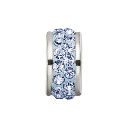 Sterling Silver Reflections Light Blue Double Row Preciosa Crystal Bead