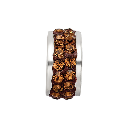 Sterling Silver Reflections Brown Double Row Preciosa Crystal Bead