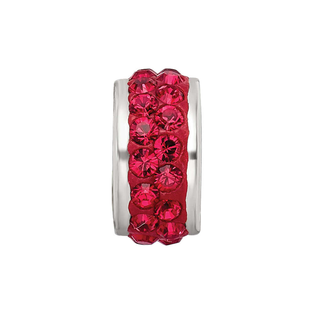 Sterling Silver Reflections Red Double Row Preciosa Crystal Bead