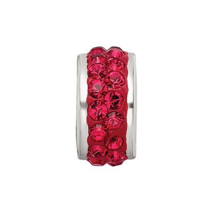 Sterling Silver Reflections Red Double Row Preciosa Crystal Bead