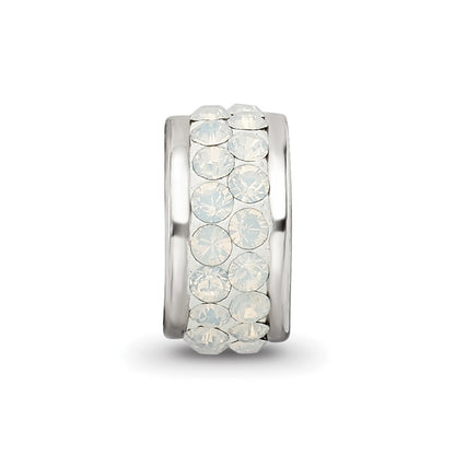 Sterling Silver Reflections Cream Double Row Preciosa Crystal Bead