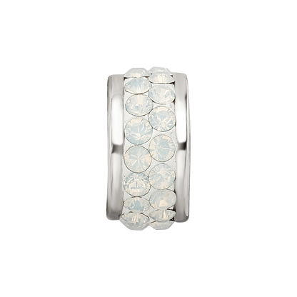 Sterling Silver Reflections Cream Double Row Preciosa Crystal Bead