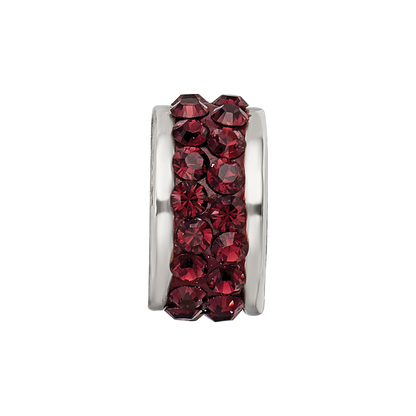 Sterling Silver Reflections Crimson Double Row Preciosa Crystal Bead
