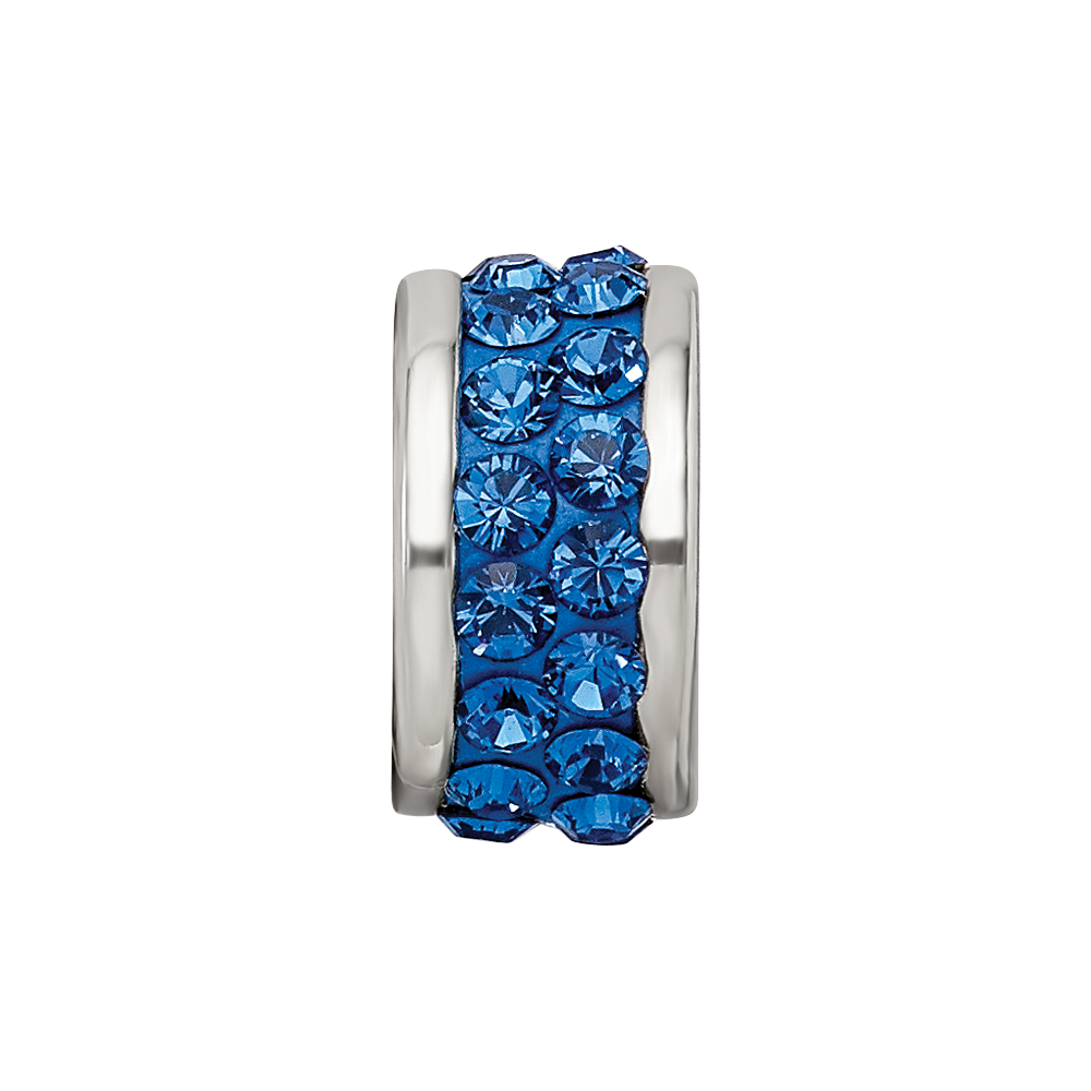 Sterling Silver Reflections Blue Double Row Preciosa Crystal Bead