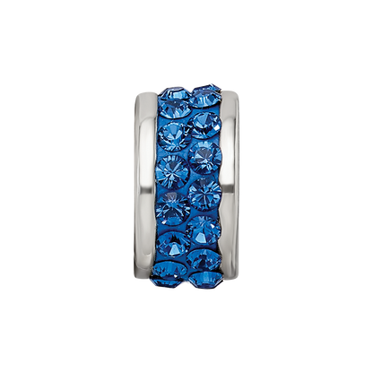 Sterling Silver Reflections Blue Double Row Preciosa Crystal Bead