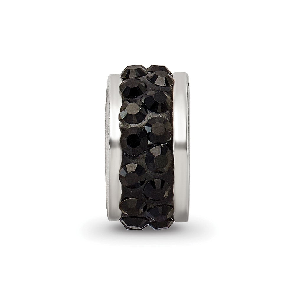 Sterling Silver Reflections Black Double Row Preciosa Crystal Bead