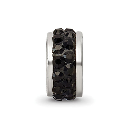 Sterling Silver Reflections Black Double Row Preciosa Crystal Bead