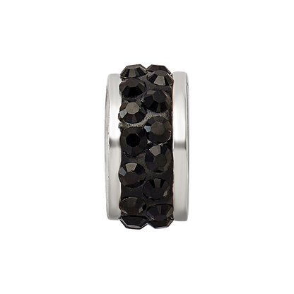 Sterling Silver Reflections Black Double Row Preciosa Crystal Bead