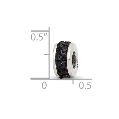 Sterling Silver Reflections Black Double Row Preciosa Crystal Bead