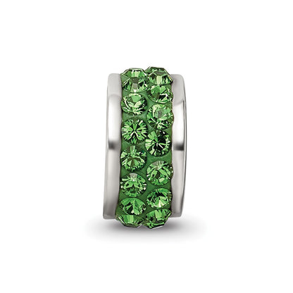 Sterling Silver Reflections Green Double Row Preciosa Crystal Bead