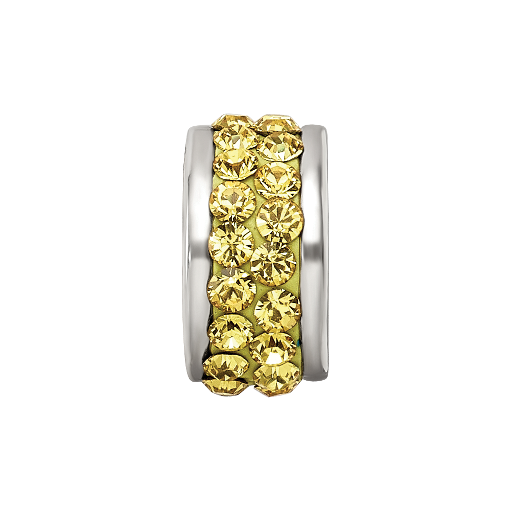 Sterling Silver Reflections Yellow Double Row Preciosa Crystal Bead