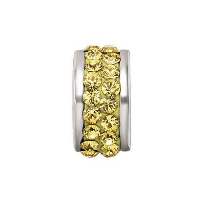Sterling Silver Reflections Yellow Double Row Preciosa Crystal Bead