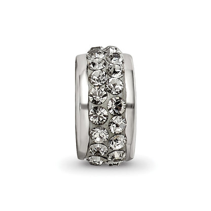 Sterling Silver Reflections Silver/Grey Double Row Preciosa Crystal Bead