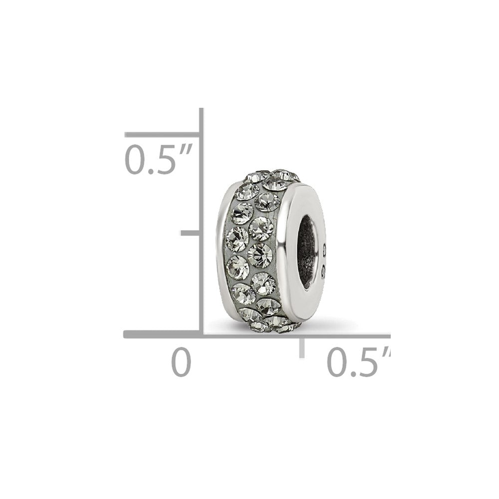 Sterling Silver Reflections Silver/Grey Double Row Preciosa Crystal Bead