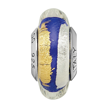 Sterling Silver Reflections Blue/Gold/Silver Italian Murano Bead