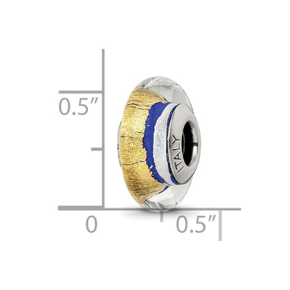 Sterling Silver Reflections Blue/Gold/Silver Italian Murano Bead