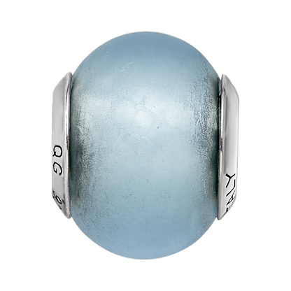 Sterling Silver Reflections Light Blue Matte Italian Murano Bead