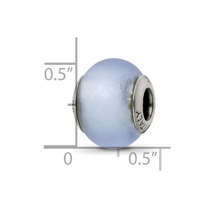 Sterling Silver Reflections Light Blue Matte Italian Murano Bead