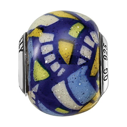 Sterling Silver Reflections Multicolor w/Glitter Overlay Glass Bead