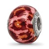 Sterling Silver Reflections Pink & Brown w/Glitter Overlay Glass Bead