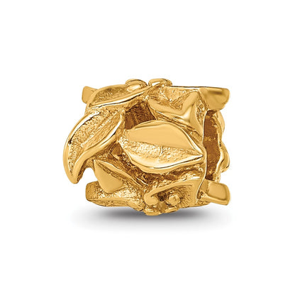 Sterling Silver Gold-plated Reflections Plumeria Floral Bead