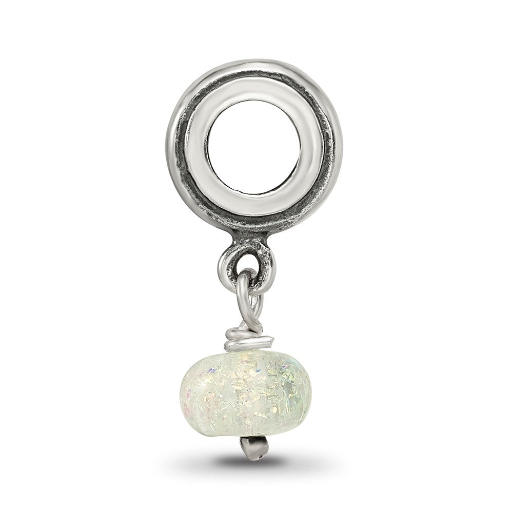 Sterling Silver Reflections Yellow Dichroic Glass Dangle Bead