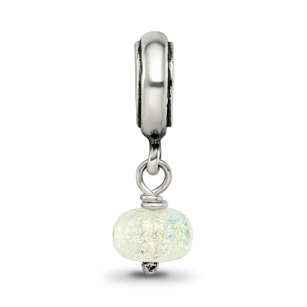 Sterling Silver Reflections Yellow Dichroic Glass Dangle Bead