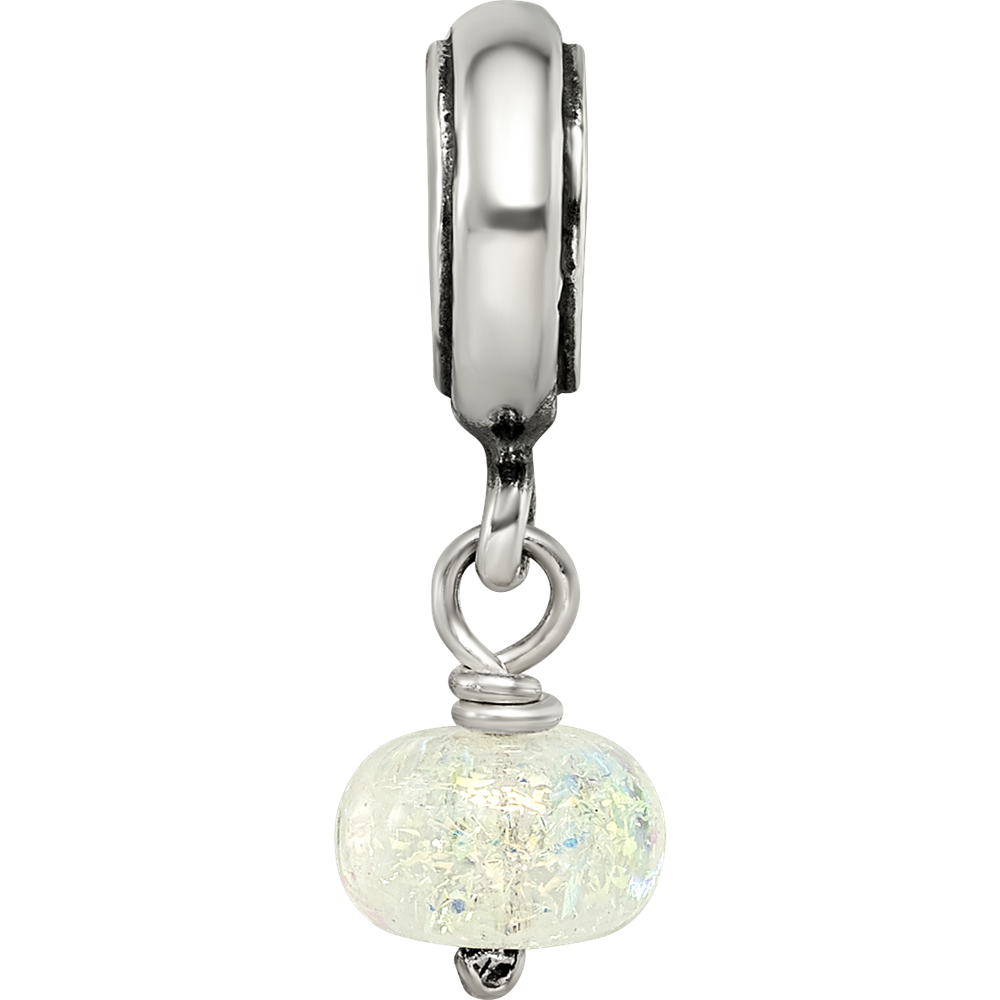 Sterling Silver Reflections Yellow Dichroic Glass Dangle Bead