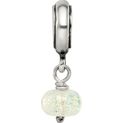 Sterling Silver Reflections Yellow Dichroic Glass Dangle Bead