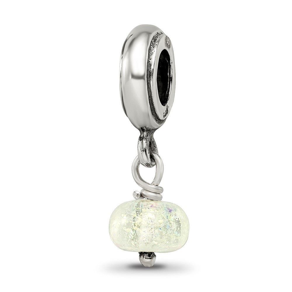 Sterling Silver Reflections Yellow Dichroic Glass Dangle Bead