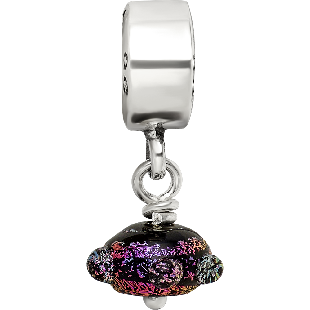 Sterling Silver Reflections Purple Dichroic Glass Dangle Bead