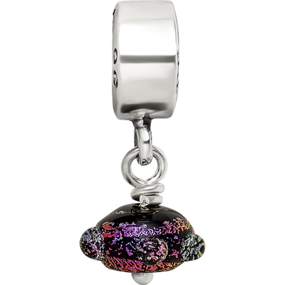 Sterling Silver Reflections Purple Dichroic Glass Dangle Bead