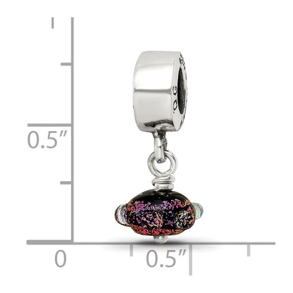 Sterling Silver Reflections Purple Dichroic Glass Dangle Bead