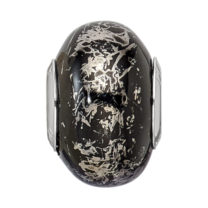 Sterling Silver Reflections Black w/Platinum Foil Ceramic Bead