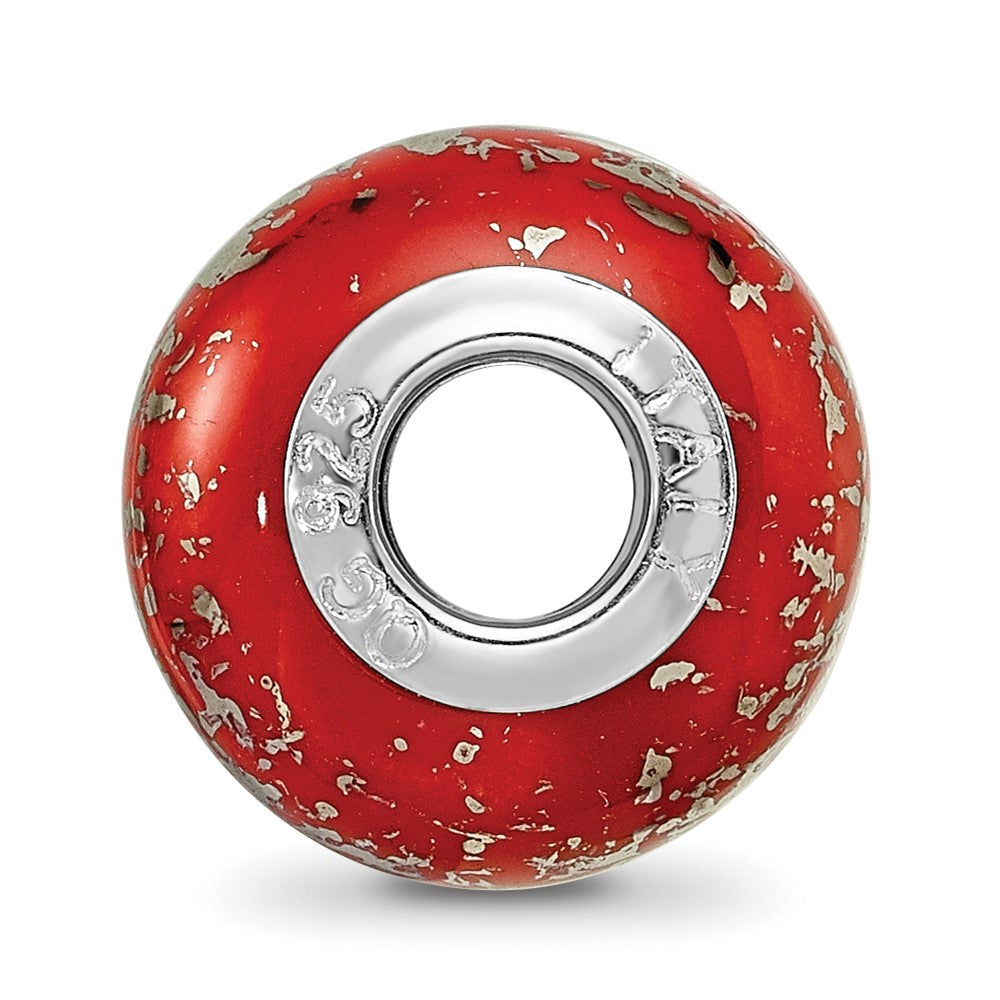 Sterling Silver Reflections Red w/Platinum Foil Ceramic Bead