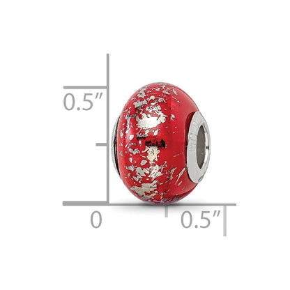 Sterling Silver Reflections Red w/Platinum Foil Ceramic Bead