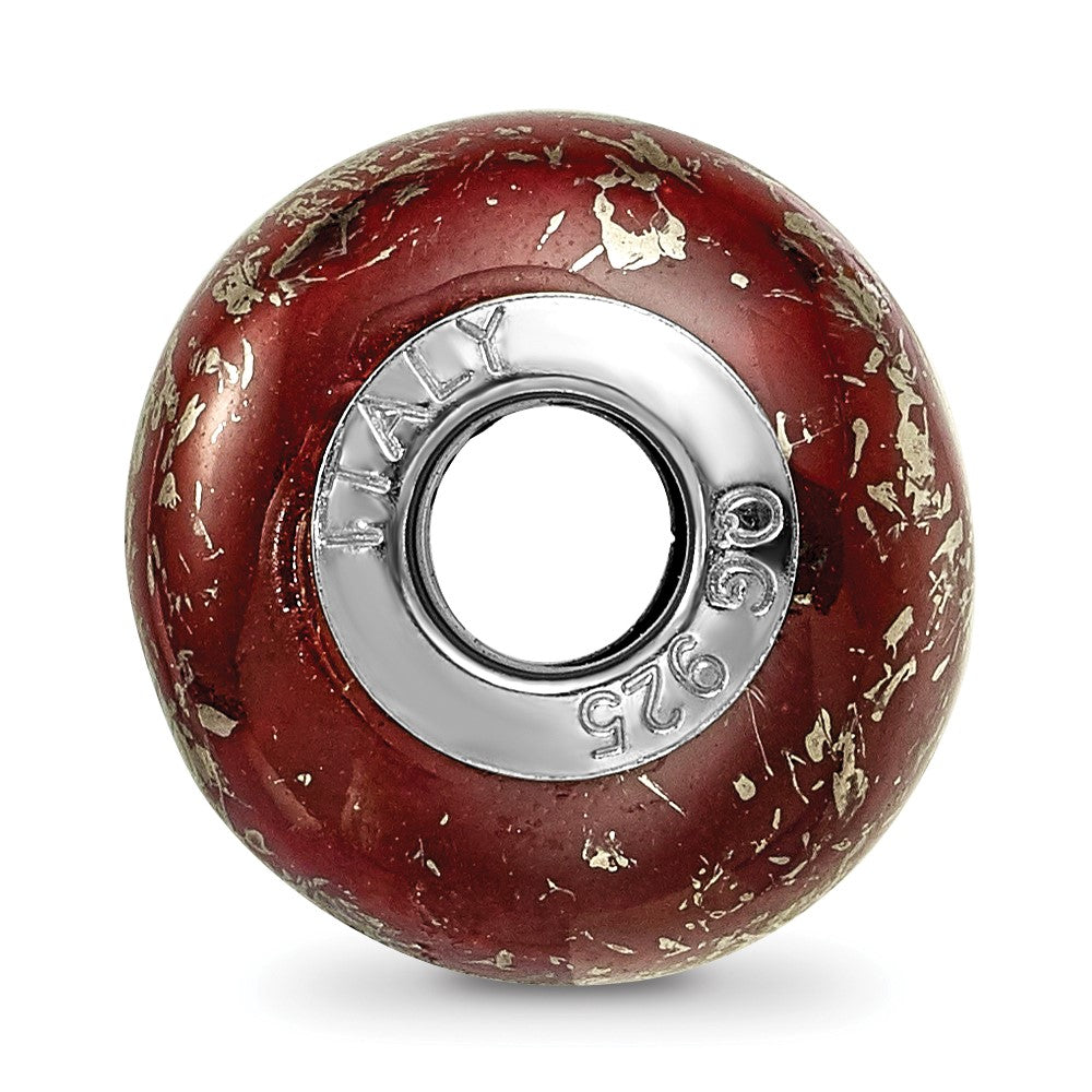 Sterling Silver Reflections Dark Red w/Platinum Foil Ceramic Bead