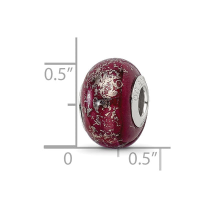 Sterling Silver Reflections Dark Red w/Platinum Foil Ceramic Bead