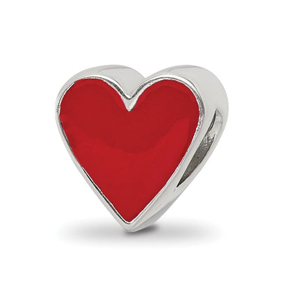 Sterling Silver Red Enameled Heart Reflections Bead