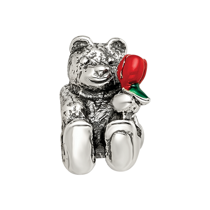 Sterling Silver Reflections Kids Bear with Enameled Flower Bead