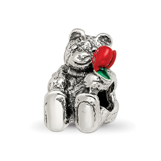 Sterling Silver Reflections Kids Bear with Enameled Flower Bead