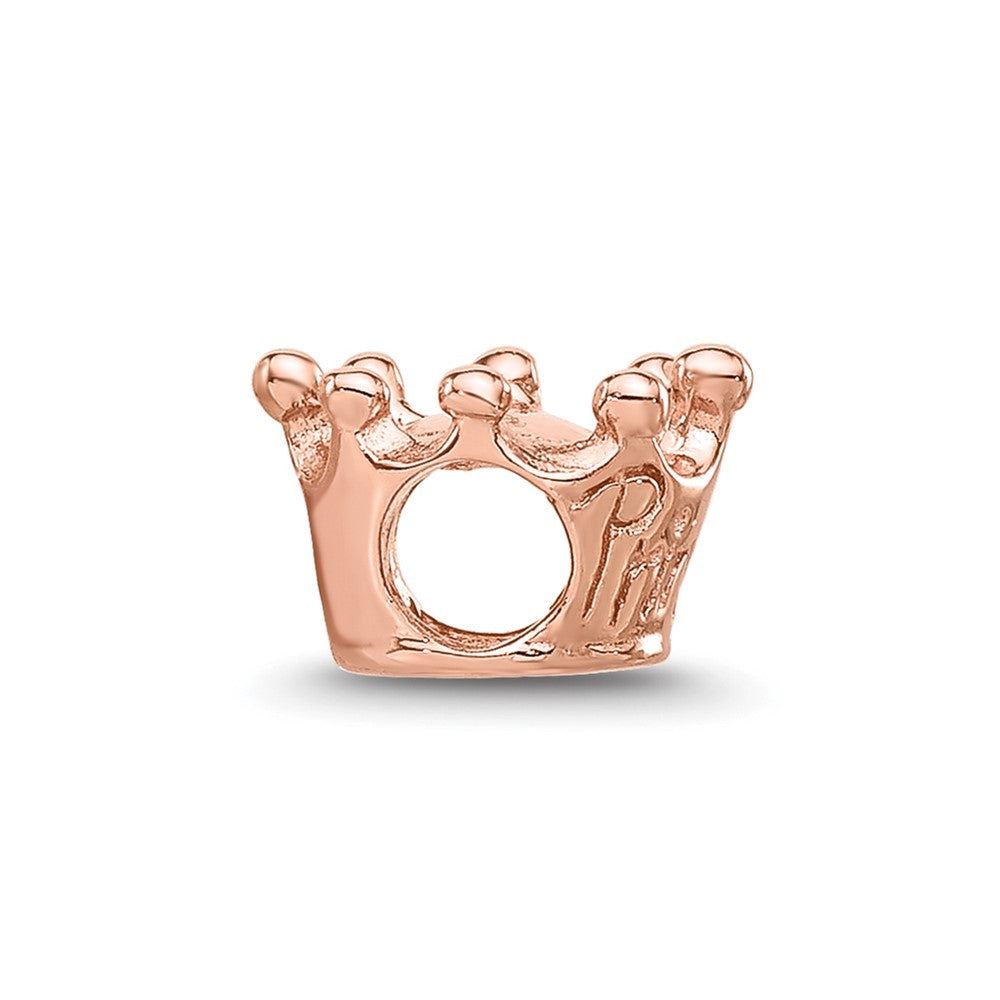 Sterling Silver Reflections Rose Gold-plated Princess Crown Kids Bead