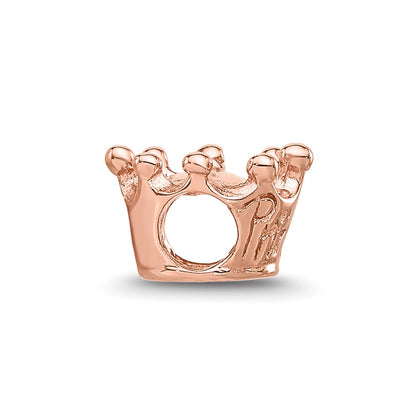 Sterling Silver Reflections Rose Gold-plated Princess Crown Kids Bead