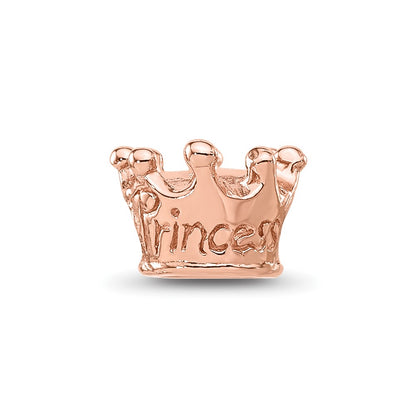 Sterling Silver Reflections Rose Gold-plated Princess Crown Kids Bead