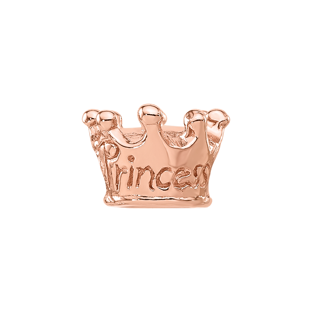 Sterling Silver Reflections Rose Gold-plated Princess Crown Kids Bead