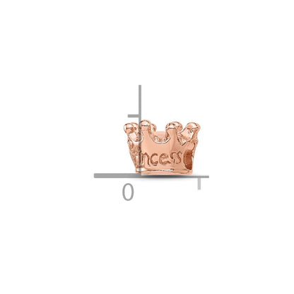 Sterling Silver Reflections Rose Gold-plated Princess Crown Kids Bead