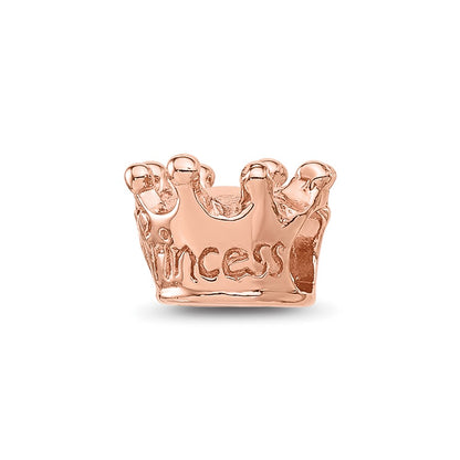 Sterling Silver Reflections Rose Gold-plated Princess Crown Kids Bead
