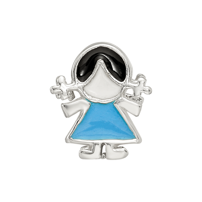 Sterling Silver Reflections Enameled Blue Dress Girl Bead