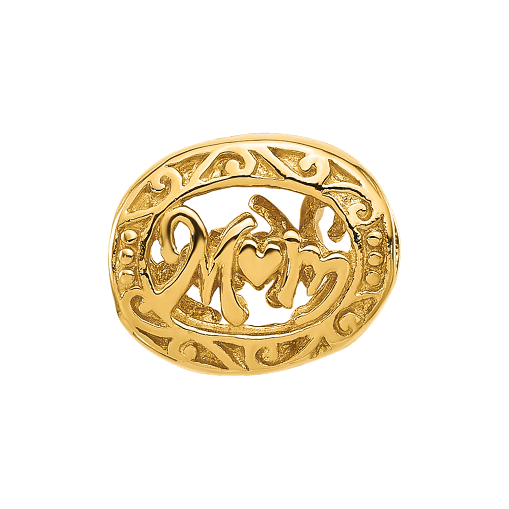 Sterling Silver Reflections Gold-plated Floral Mom Oval Bead