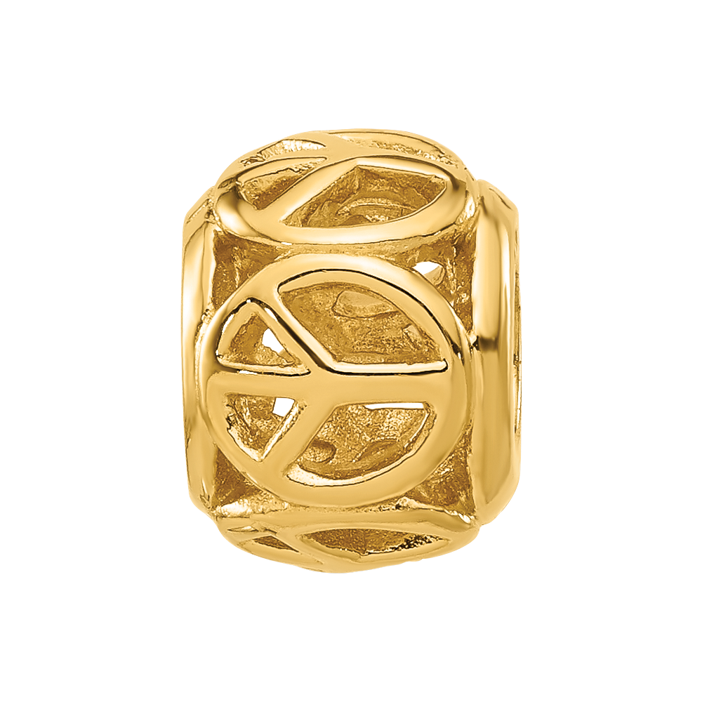 Sterling Silver Reflections Gold-plated Peace Signs Bead